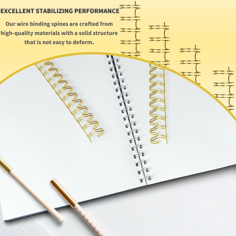 RAYSON Binding Wire Spines, 9/16 Inch, 21 Holes, 11 inch Length - 2:1 Pitch Double Loop Binding Wires Capacity 125 Sheets, Glod, 100 Per Box to Bind Reports and Projects - Image 3